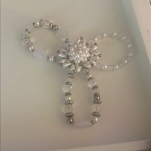 Elegant Silver and White Beaded Bracelet